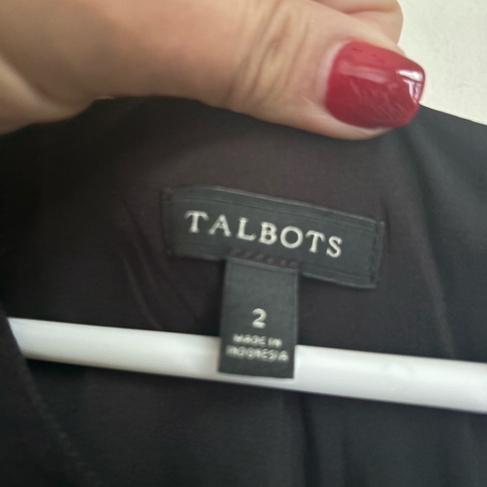 Talbots Black White Big Polka-Dot Sleeveless Fit Flare Career Dress Pockets Sz 2 - Picture 5 of 7